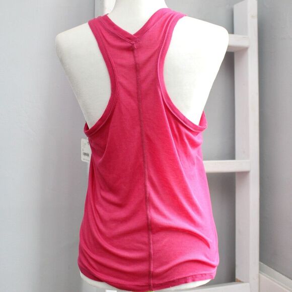 Free People FP Movement Wild Raspberry Very Varsity Ribbed Tank Top SZ Small NWT - Picture 4 of 7